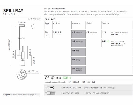 Подвесной светильник Axo Light Spillray SP SPILL 3, фото 5