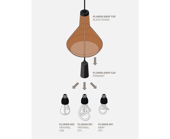 Подвесной светильник Plumen Drop Top Lamp Shade A Set with Plumen 002 LED Bulb, фото 5