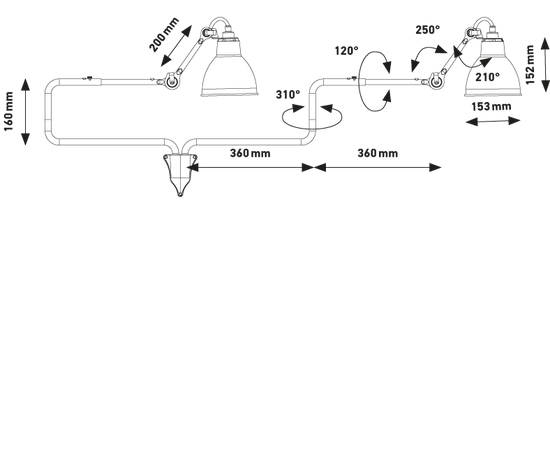 Настенный светильник DCW Editions Les Doubles de Gras N°303 Double, фото 2