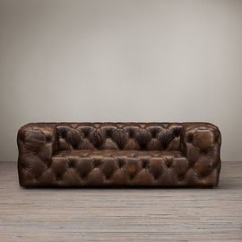 Restoration Hardware Soho Tufted Leather Sofa, фото 1