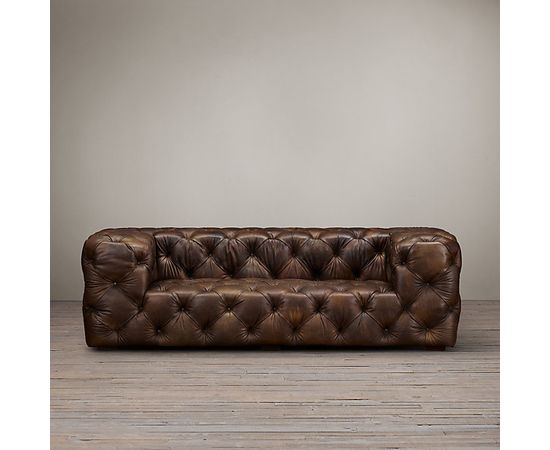 Restoration Hardware Soho Tufted Leather Sofa, фото 1
