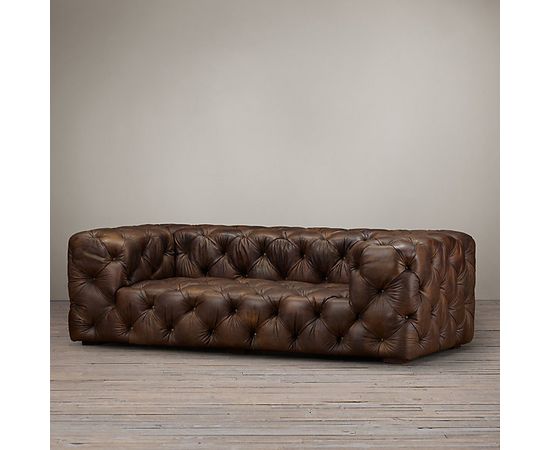Restoration Hardware Soho Tufted Leather Sofa, фото 2