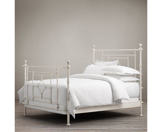 Restoration Hardware 19th C. Quatrefoil Iron Bed Distressed White, фото 1