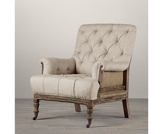 Restoration Hardware Deconstructed Tufted Roll Arm Chair, фото 1