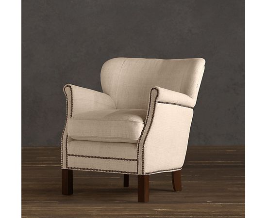 Кресло Restoration Hardware Professor&#039;s Upholstered Chair With Nailheads, фото 1