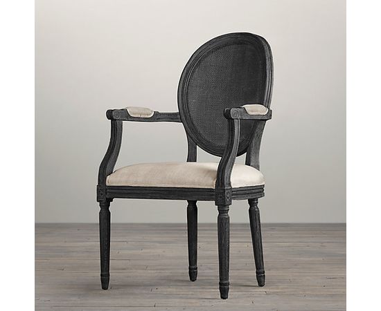 Restoration Hardware Vintage French Cane Back Round Upholstered Armchair, фото 1