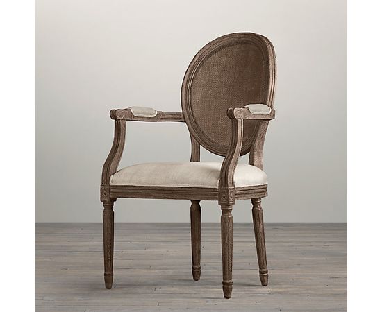 Restoration Hardware Vintage French Cane Back Round Upholstered Armchair, фото 2