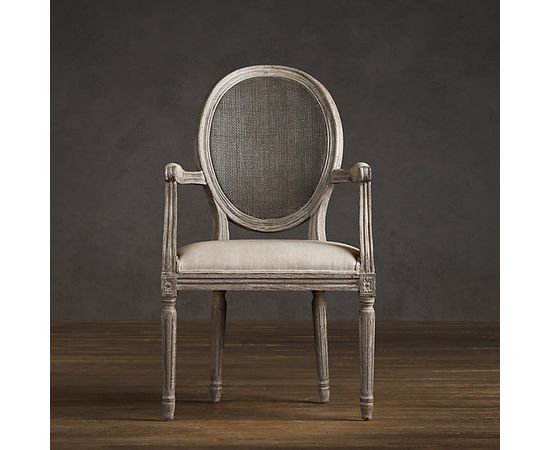 Restoration Hardware Vintage French Cane Back Round Upholstered Armchair, фото 4