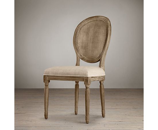 Restoration Hardware Vintage French Cane Back Round Upholstered Side Chair, фото 1