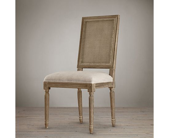 Restoration Hardware Vintage French Cane Back Square Upholstered Side Chair, фото 1