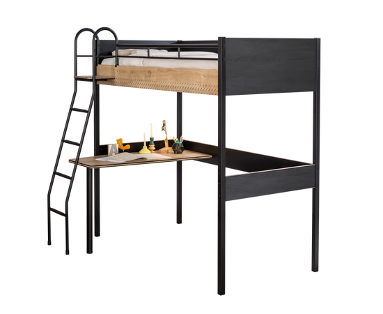Кровать CILEK Black High Bed (90x190 Cm) + Study Desk, фото 1