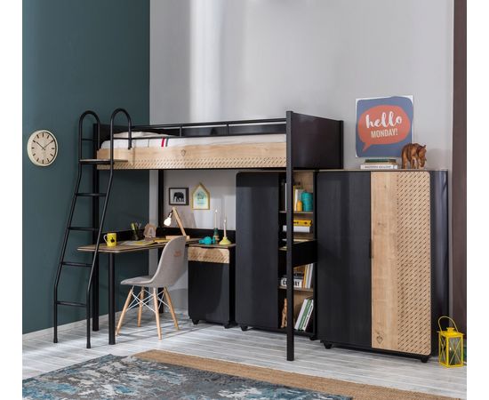 Кровать CILEK Black High Bed (90x190 Cm) + Study Desk, фото 2
