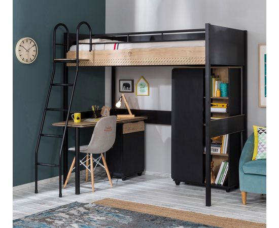 Кровать CILEK Black High Bed (90x190 Cm) + Study Desk, фото 3