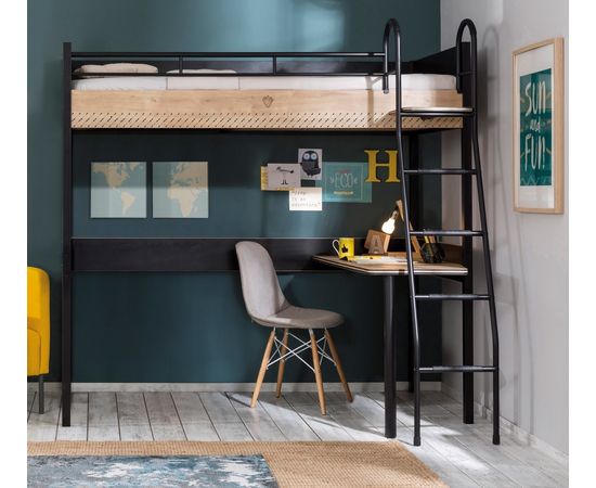 Кровать CILEK Black High Bed (90x190 Cm) + Study Desk, фото 4