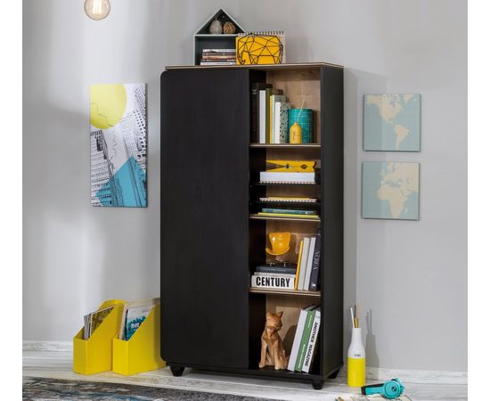 Шкаф CILEK Black Bookcase With Storage, фото 2
