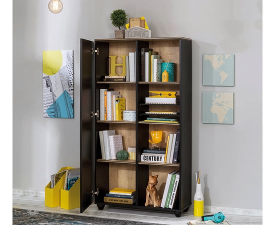 Шкаф CILEK Black Bookcase With Storage, фото 3