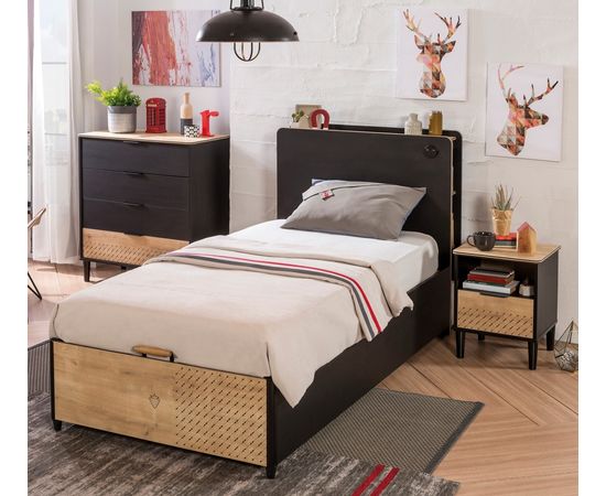 Кровать односпальная с базой CILEK Black (100x200 Cm), фото 2