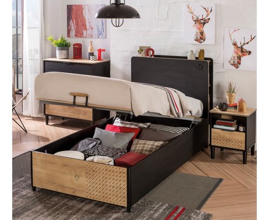 Кровать односпальная с базой CILEK Black (100x200 Cm), фото 3