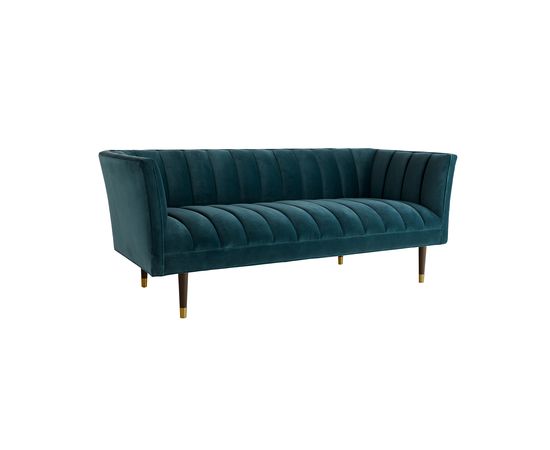 Диван Arteriors Christophe Sofa Peacock Velvet Dark Walnut, фото 1