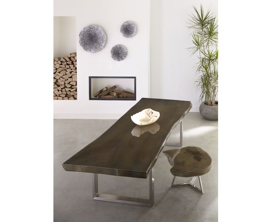 Обеденный стол Phillips Collection Captured Edge Dining Table, Grey Stone w/ Stainless Steel Legs, фото 4