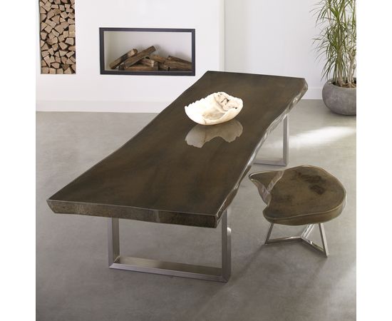 Обеденный стол Phillips Collection Captured Edge Dining Table, Grey Stone w/ Stainless Steel Legs, фото 3