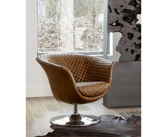 Кресло Phillips Collection Autumn Chair, Quilted Cognac, Trumpet Swivel Base, фото 2
