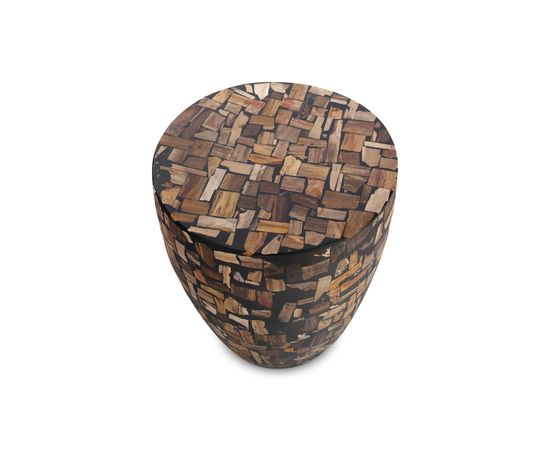 Приставной столик Phillips Collection Petrified Wood Mosaic Drum Side Table, фото 3