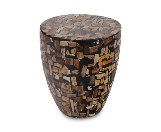 Приставной столик Phillips Collection Petrified Wood Mosaic Drum Side Table, фото 1