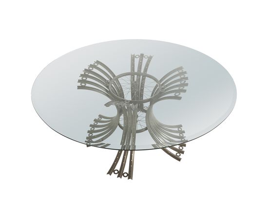 Обеденный стол Phillips Collection Bicycle Rim Dining Table Base, Grey, with Glass, фото 2