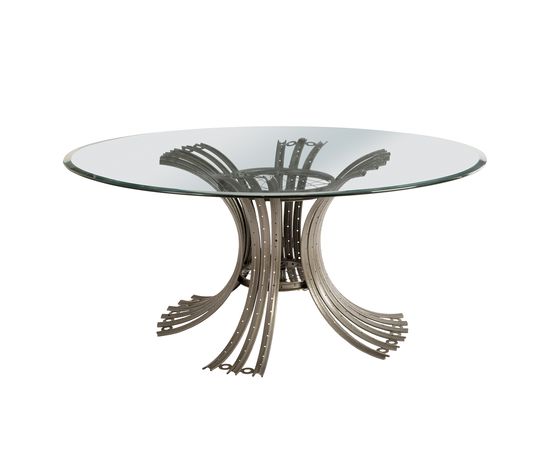 Обеденный стол Phillips Collection Bicycle Rim Dining Table Base, Grey, with Glass, фото 1