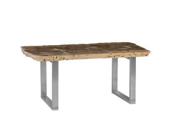 Обеденный стол Phillips Collection Petrified Wood Dining Table, Brushed Stainless Steel, фото 1