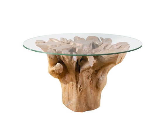 Обеденный стол Phillips Collection Root Dining Table Base, 60&quot; Round Glass Top, Faux Bois, фото 1