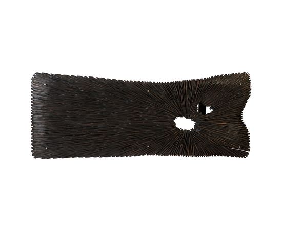 Обеденный стол Phillips Collection Chamcha Wood Chainsaw Dining Table with Glass, Black, Black Iron U Legs, фото 3