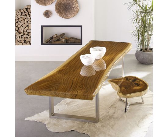 Обеденный стол Phillips Collection Captured Edge Dining Table, Grey Stone w/ Stainless Steel Legs, фото 5