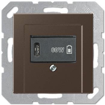 USB розетка для зарядки мобильных устройств тип C, 5-60W, Мокко, Jung