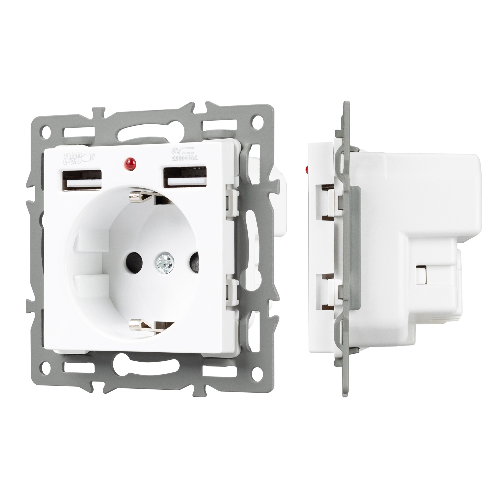 Механизм розетки с USB зарядкой SCT-MUAA-PL-WH (250V, 16A) (Arlight, -) 043733