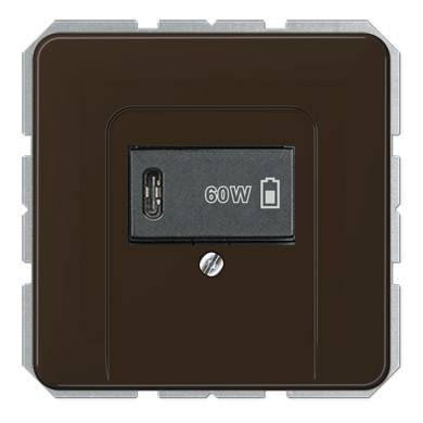 USB розетка для зарядки мобильных устройств тип C, 5-60W, коричневый, CD серия, Jung