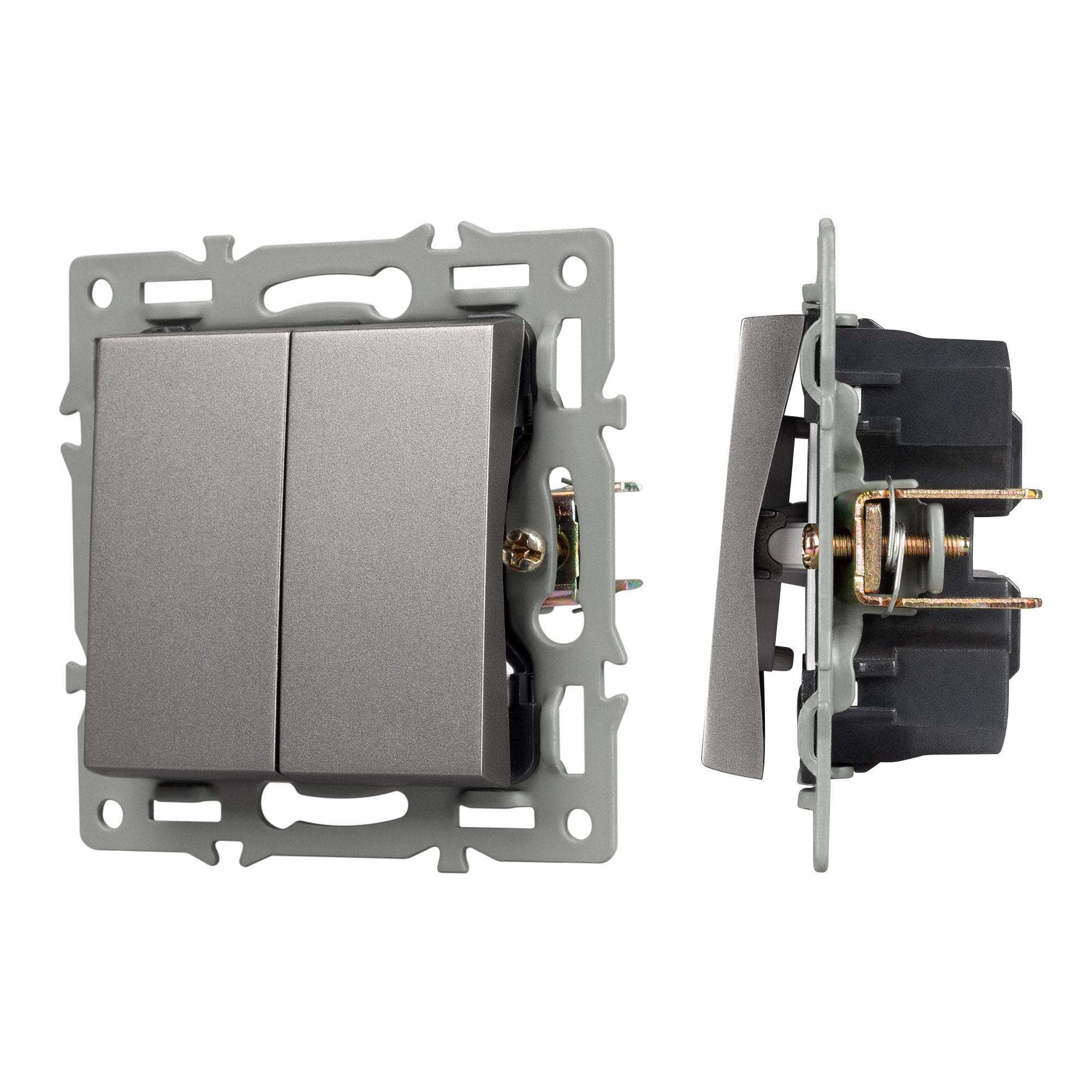 Arlight Механизм выключателя двухклавишный проходной SWT-MKP2-PL-GR (250V, 16A) (Arlight, -) 043729