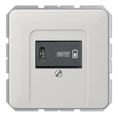 USB розетка для зарядки мобильных устройств тип C, 5-60W, Светло-серый, CD серия, Jung