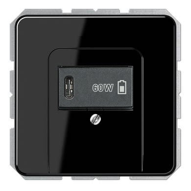 USB розетка для зарядки мобильных устройств тип C, 5-60W, черный, CD серия, Jung