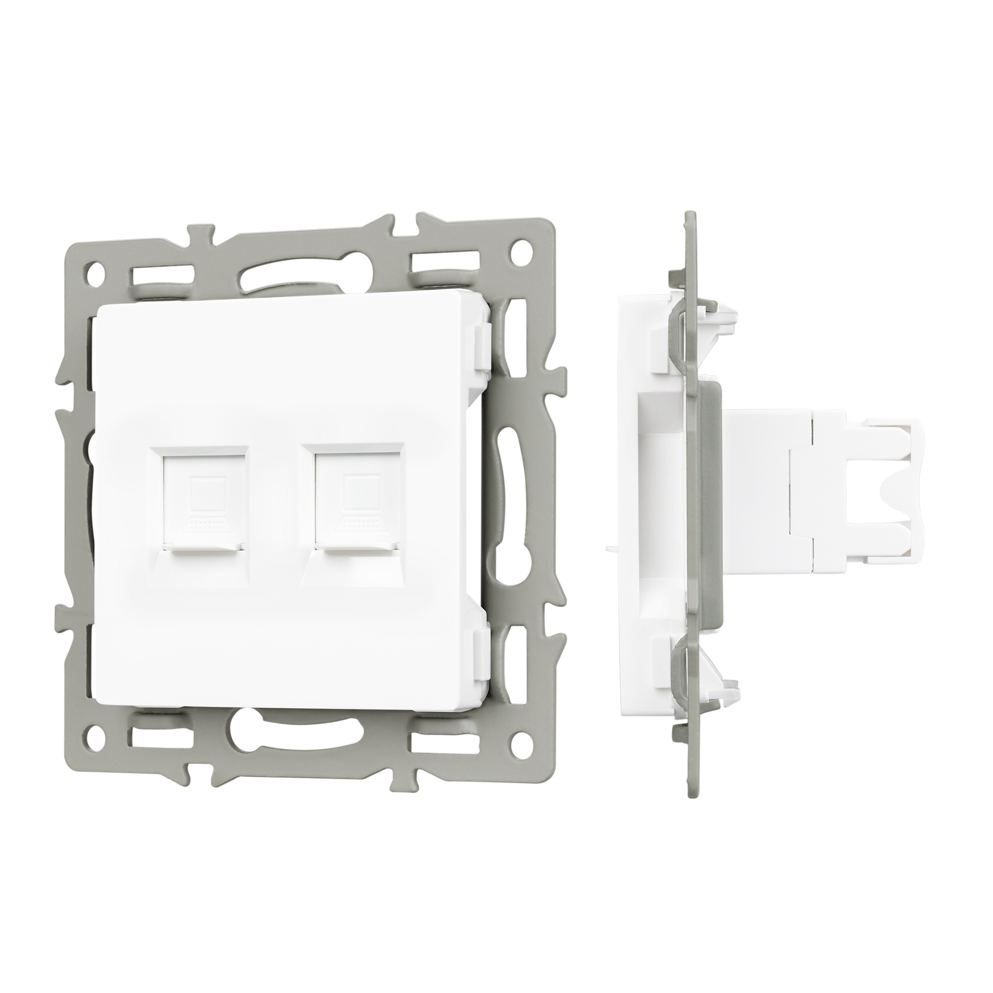 Механизм компьютерной розетки двойной SCT-MPC2-PL-WH (RJ-45, CAT6) (Arlight, -) 045336