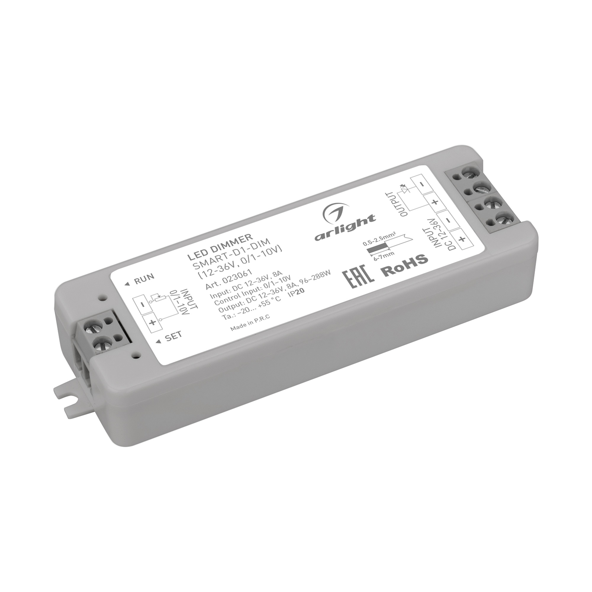Диммер SMART-D1-DIM (12-36V, 0/1-10V) (Arlight, IP20 Пластик, 5 лет) 023061