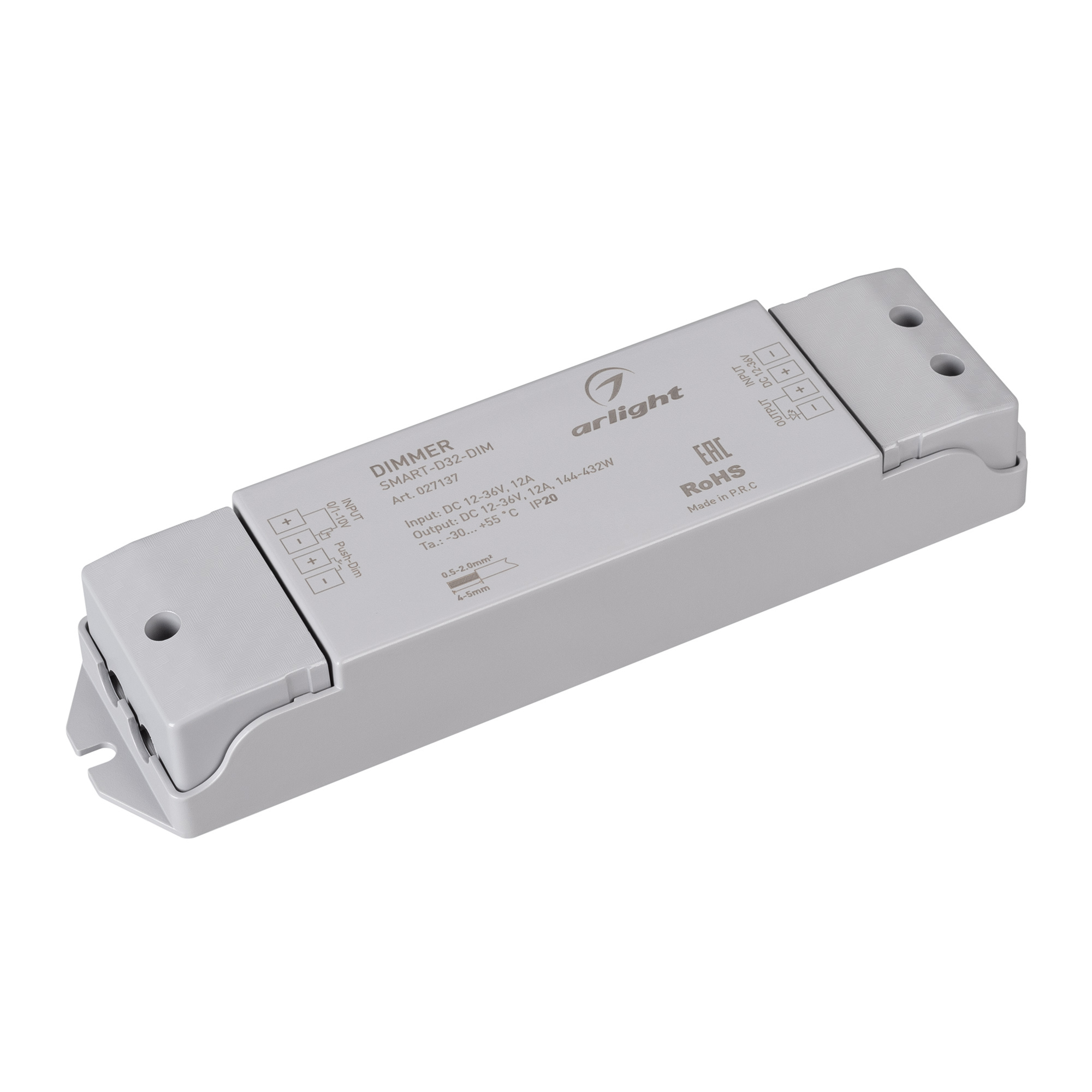 Диммер SMART-D32-DIM (12-36V, 12A, 0/1-10V) (Arlight, IP20 Пластик, 5 лет) 027137