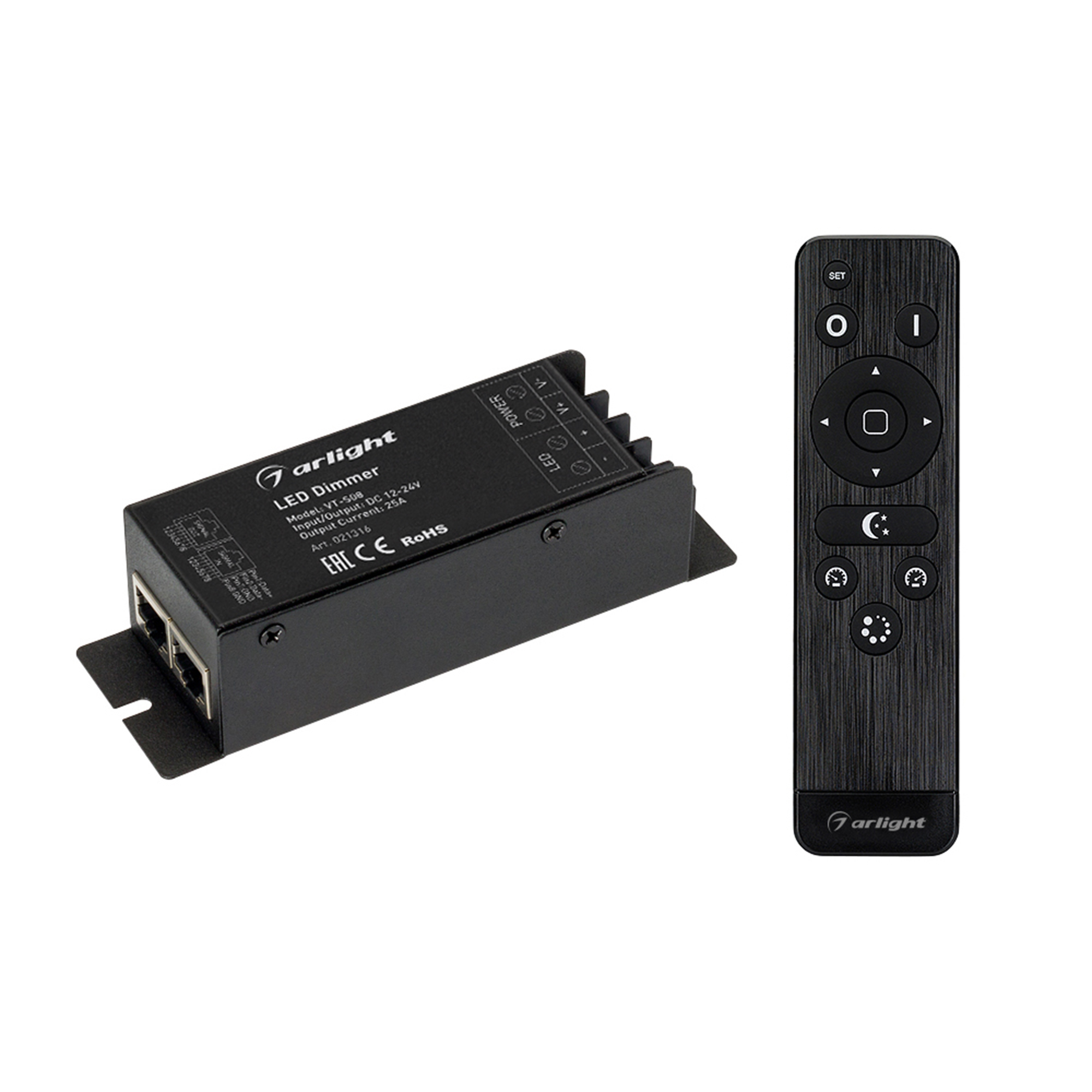Диммер VT-S08-1x25A (12-24V, ПДУ Стик 12кн, RF) (Arlight, IP20 Металл, 3 года) 021316