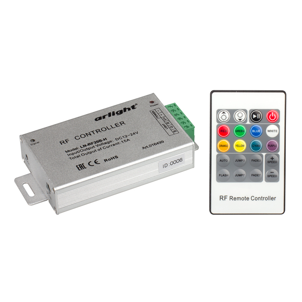 Arlight Контроллер LN-RF20B-H (12-24V,180-360W, ПДУ 20кн) (Arlight, IP20 Металл, 1 год) 016499