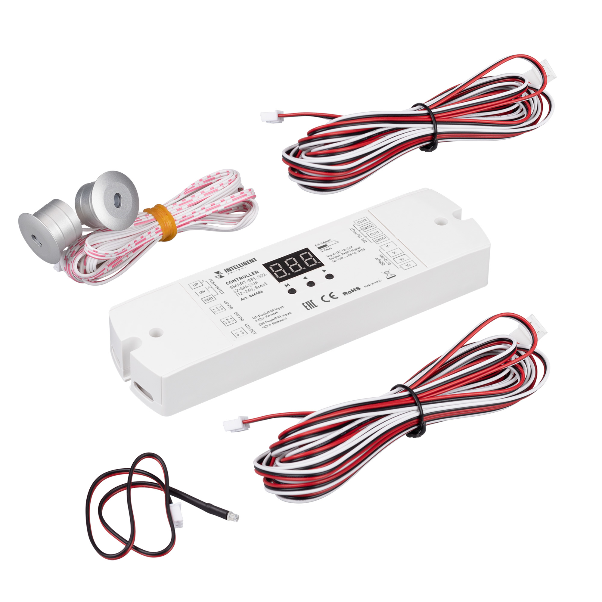 INTELLIGENT ARLIGHT Контроллер лестничный SMART-SPI-302-62-SH-SUF (12-24V, Stair) (IARL, IP20 Пластик, 5 лет) 046486