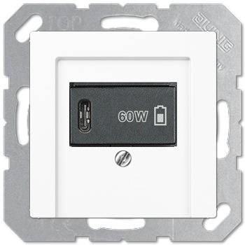USB розетка для зарядки мобильных устройств тип C, 5-60W, белый, Jung