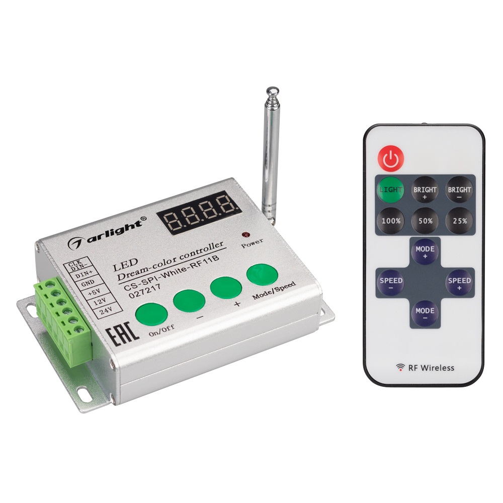 Контроллер CS-SPI-White-RF11B (5-24V, ПДУ 11кн) (Arlight, IP20 Металл, 1 год) 027217