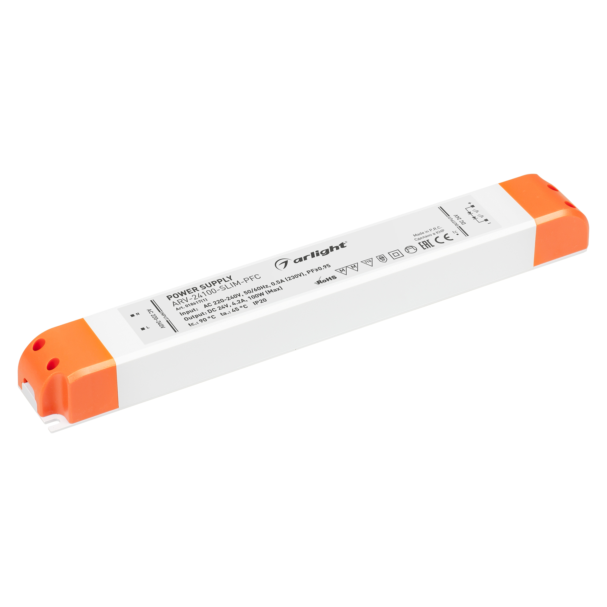 Arlight Блок питания ARV-24100-SLIM-PFC (24V, 4.2A, 100W) (Arlight, IP20 Пластик, 2 года) 018617(1)