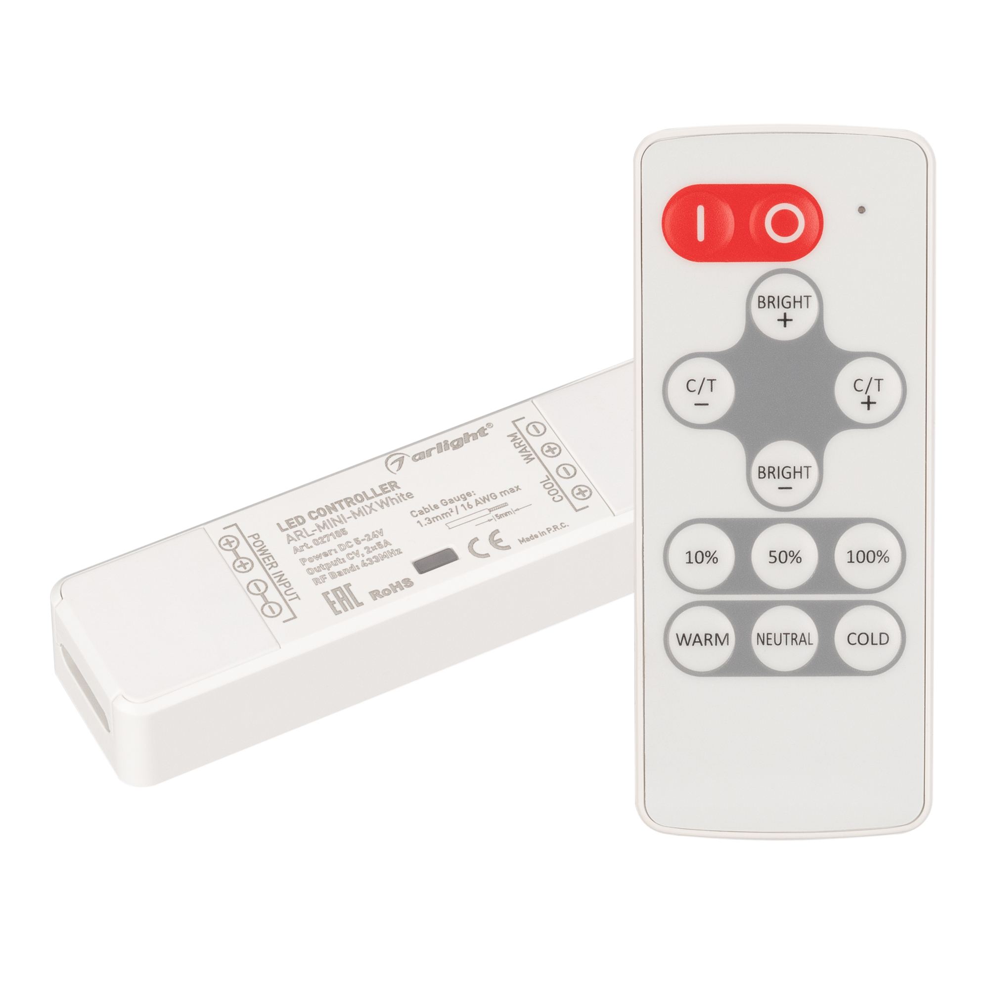 Контроллер ARL-MINI-MIX White (5-24V, 2x5A, RF ПДУ 12кн) (Arlight, IP20 Пластик, 1 год) 027185
